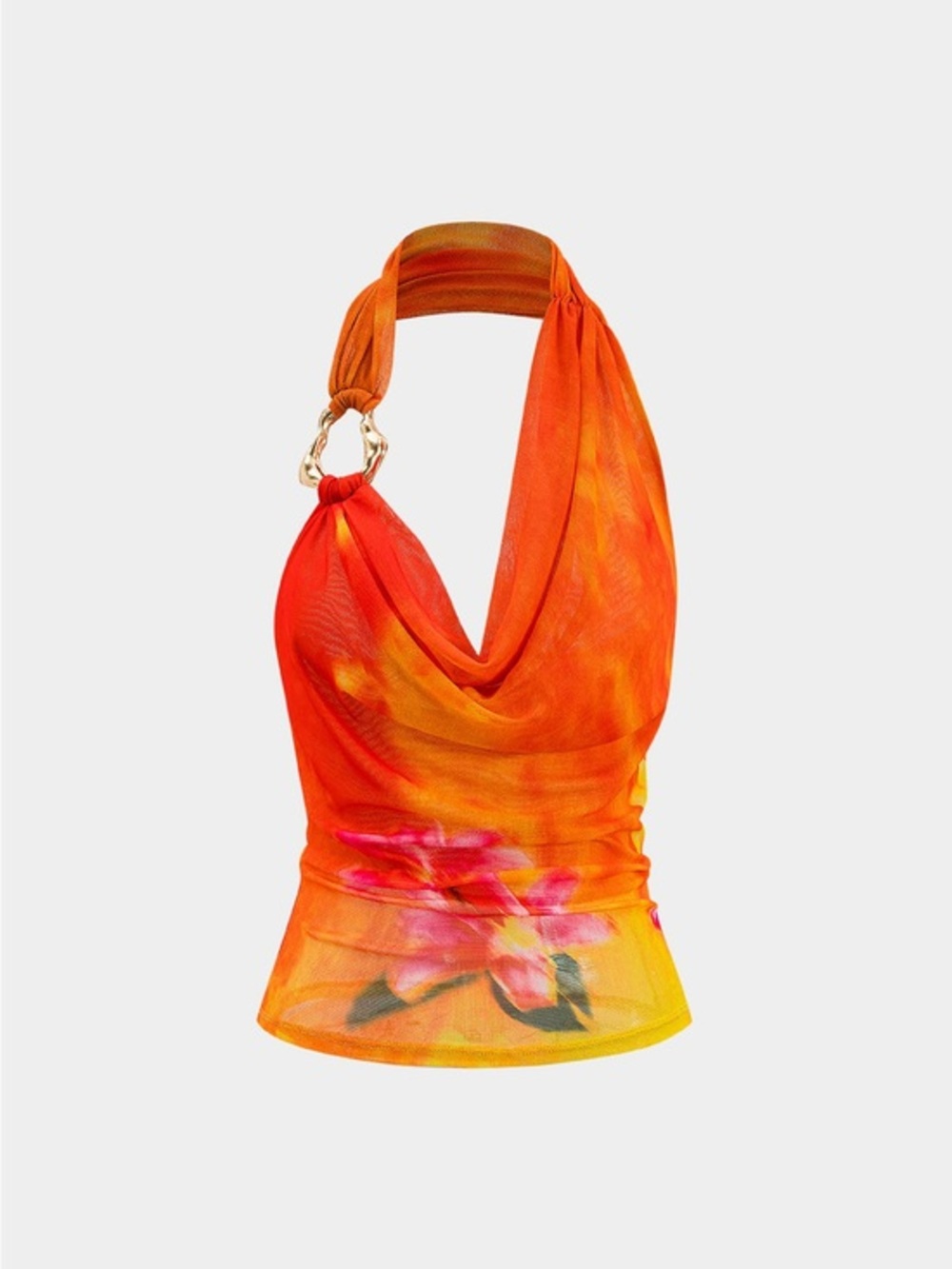Micas Vibrant Floral One-Shoulder Top mesh XL MA2